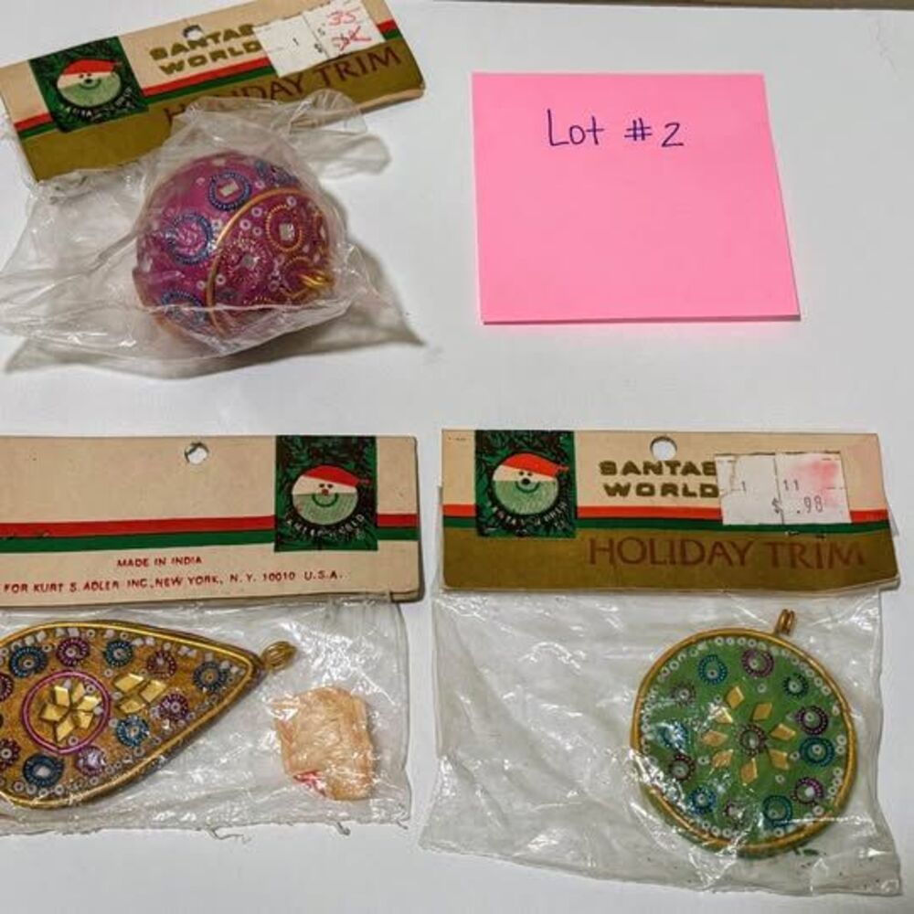 #2 Vintage Kurt S. Adler Beaded Ornaments Lot of 3 (New Old Stock)